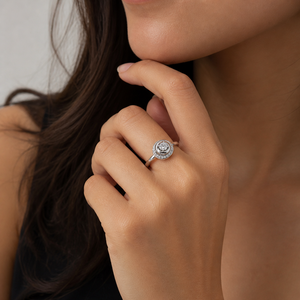 18K White Gold Diamond Rose Dome Ring, TDW: 0.51ct VS2 GH