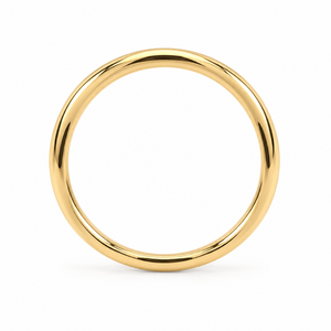14K Yellow Gold Thin Band Ring 2mm - face-on front view showing round profile