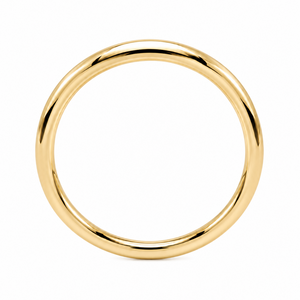 14K Yellow Gold Thin Band Ring 2mm - front view of polished yellow gold band