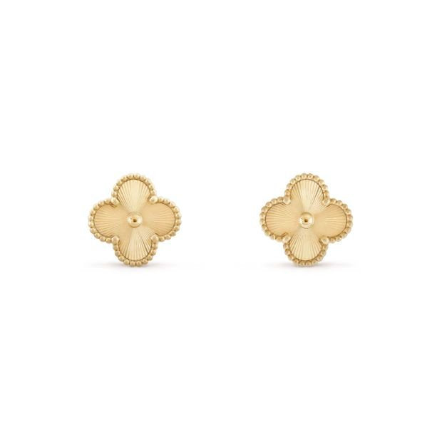 Yellow Gold Clover Small Size Stud Earrings. 18k, 2.47gr