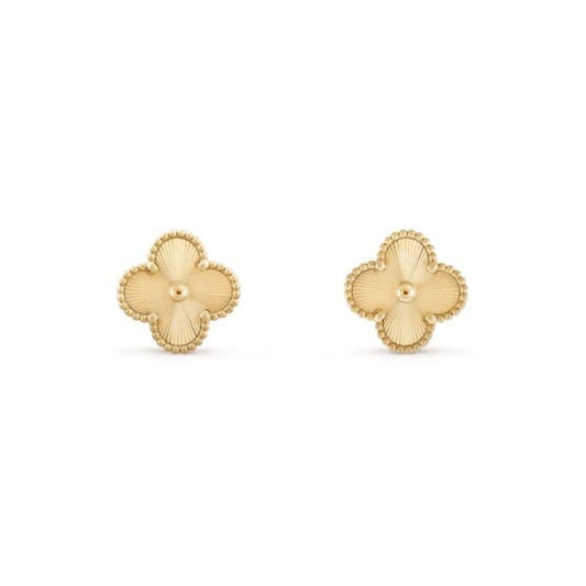 Yellow Gold Clover Small Size Stud Earrings. 18k, 2.47gr