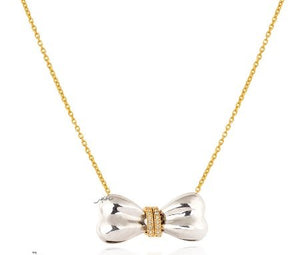 Neklace with white gold Bow 16 to 18 Inches 18k 6.5gr
