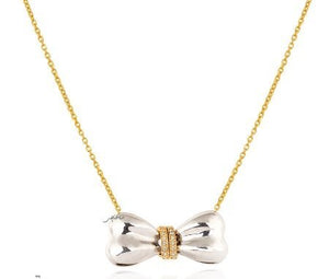 Neklace with white gold Bow 16 to 18 Inches 18k 6.5gr