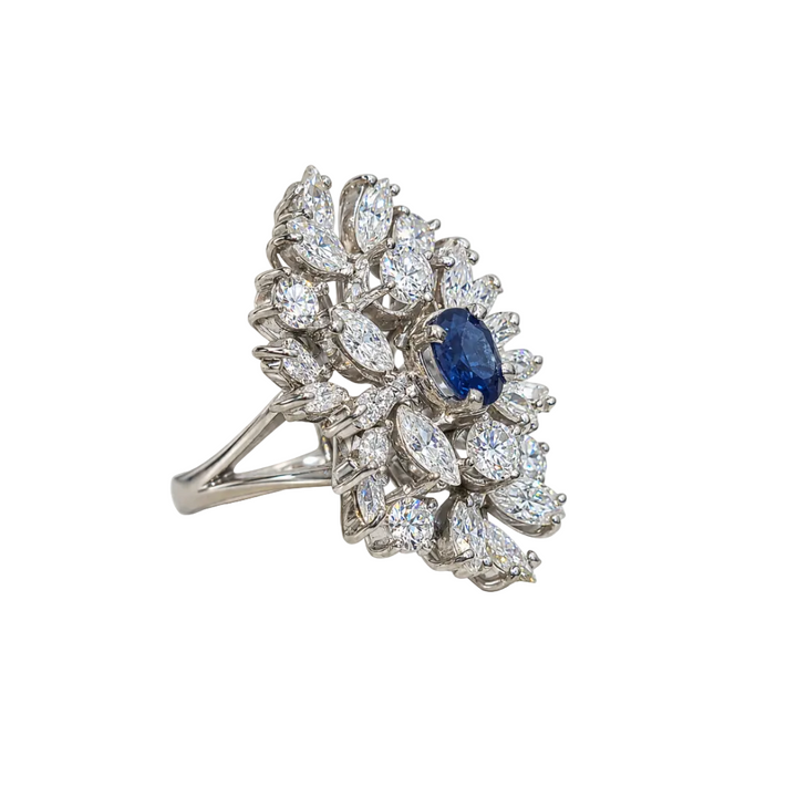 14K White Gold Ring Cluster Setting with Sapphire.