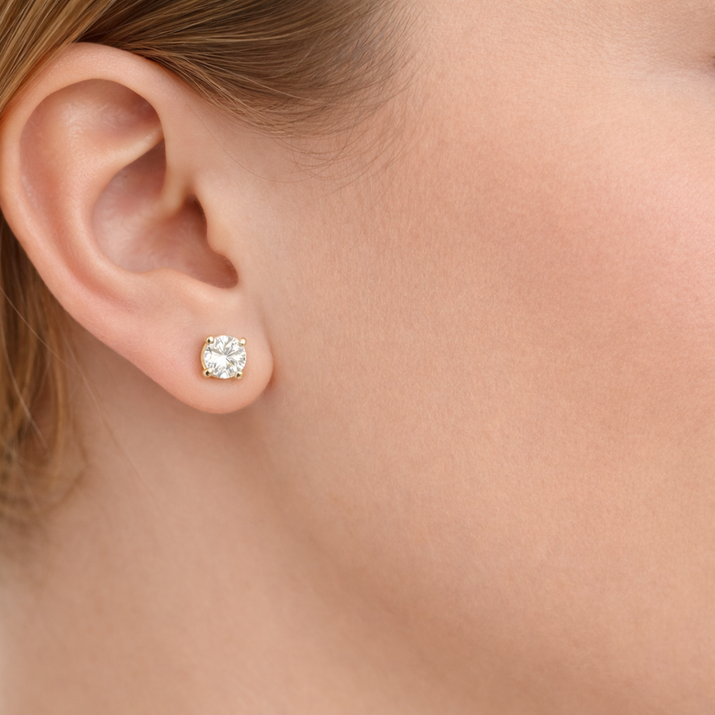 10k Yellow Gold CZ Stud Earrings