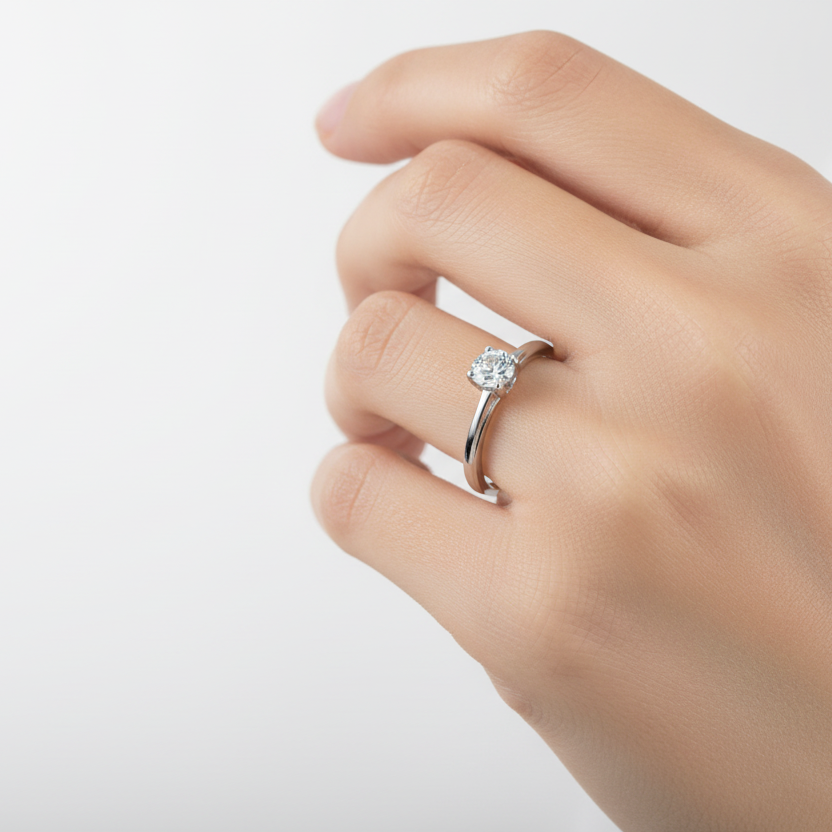 14k White Gold Blue Topaz Solitaire Ring