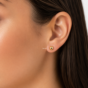 18K Yellow Gold Ball Stud Earrings 5mm