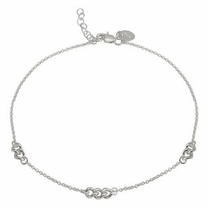 925 Sterling Silver Rhodium Plated 3 Link Anklets