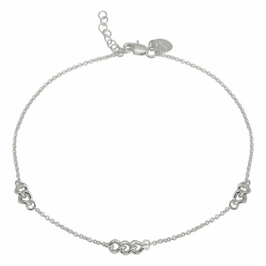 925 Sterling Silver Rhodium Plated 3 Link Anklets