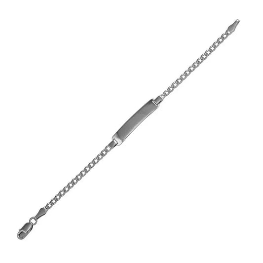 Sterling Silver Rhodium-Plated Curb Baby ID Bracelet