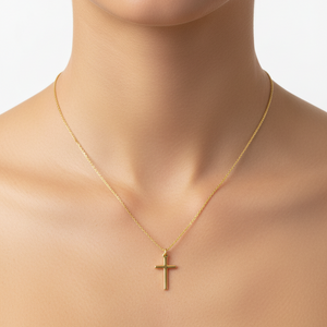 925 Sterling Silver Gold Plated Cross Pendant with Chain