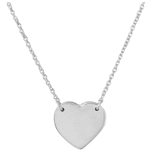 Silver 925 Rhodium-Plated High Polished Heart Necklace
