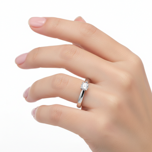 925 Sterling Silver Dainty Diamond Solitaire Ring