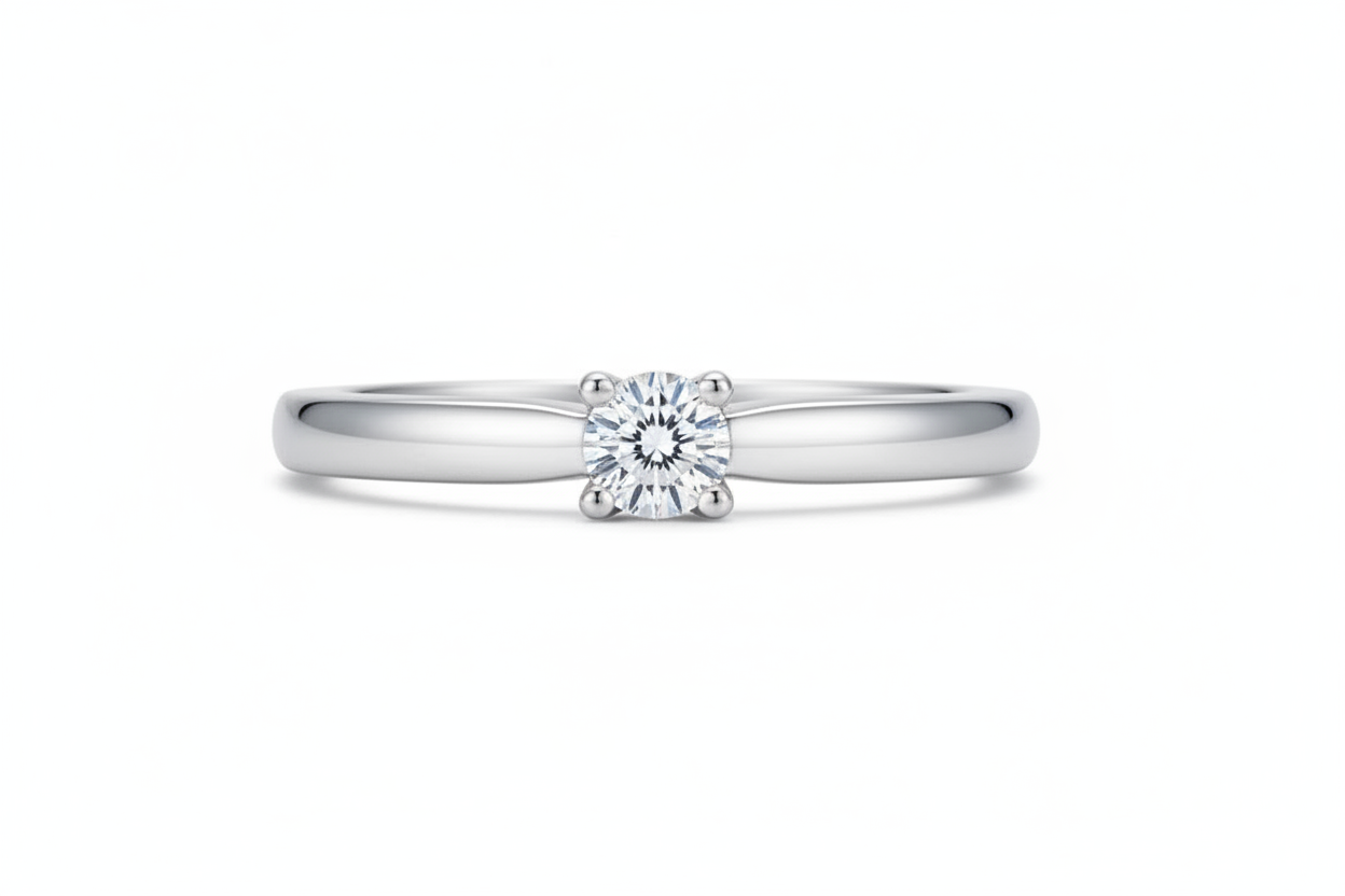 925 Sterling Silver Dainty Diamond Solitaire Ring