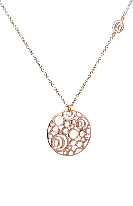 Italian Rose Gold Damiani Diamond Necklace. 18k 5.17gr TDW: 0.04ct 20"