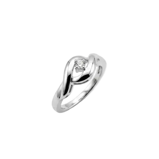 925 Sterling Silver Twisted Band Lab-Grown Diamond Ring