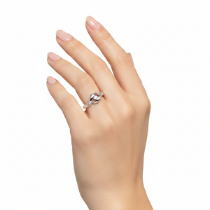 925 Sterling Silver Twisted Band Lab-Grown Diamond Ring