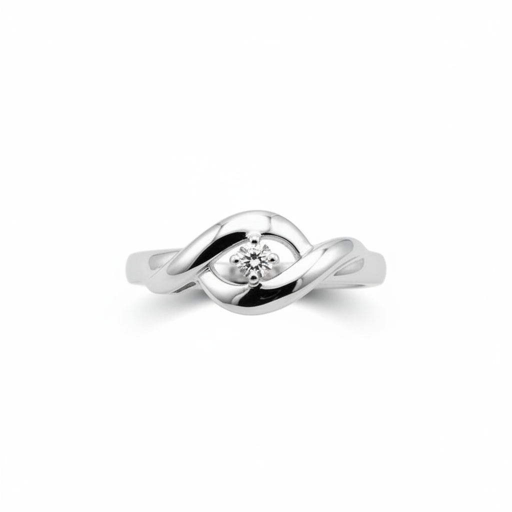 925 Sterling Silver Twisted Band Lab-Grown Diamond Ring