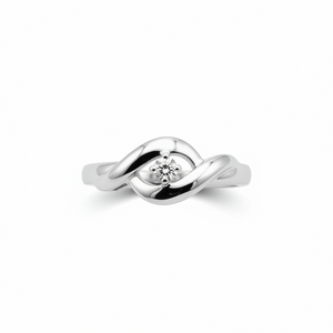 925 Sterling Silver Twisted Band Lab-Grown Diamond Ring