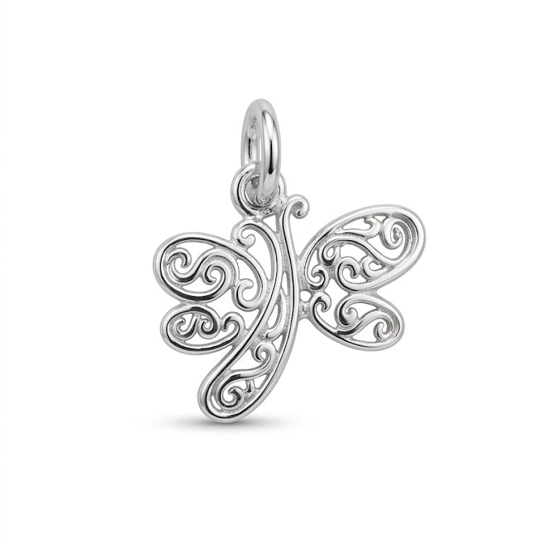 925 Sterling Silver Filigree Dragonfly Pendant