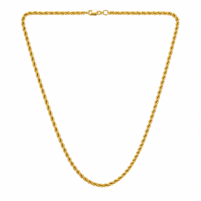 10K Yellow Gold Rope Chain Necklace 24" 4mm Hollow