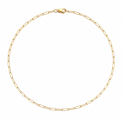 18K Yellow Gold Paperclip Chain Necklace 18"
