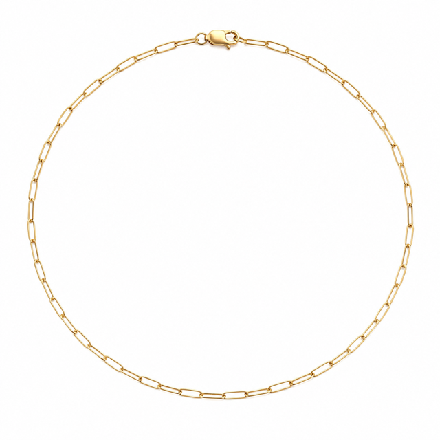 18K Yellow Gold Paperclip Chain Necklace 18"