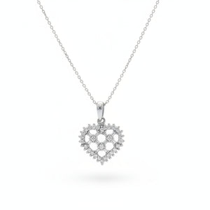 White Gold Diamond Heart Pendant Necklace 14k
