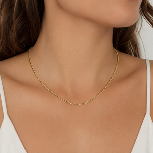 14K Yellow Gold Curb Link Chain Necklace 16" 3mm