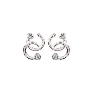 White Gold Two Circle design setting with two Diamonds 14k TDW: 0.12ct VSGH