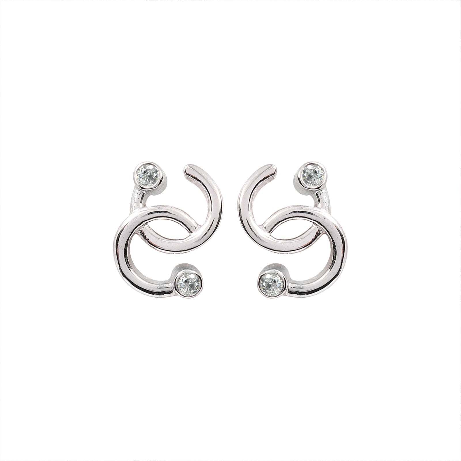 White Gold Two Circle design setting with two Diamonds 14k TDW: 0.12ct VSGH