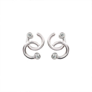 White Gold Two Circle design setting with two Diamonds 14k TDW: 0.12ct VSGH