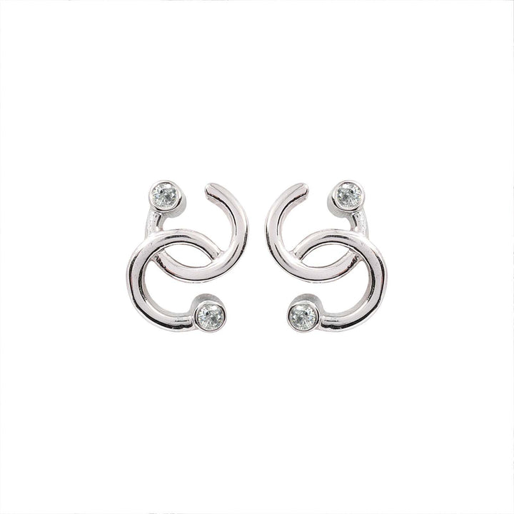 14K White Gold Diamond Interlocking Circles Stud Earrings