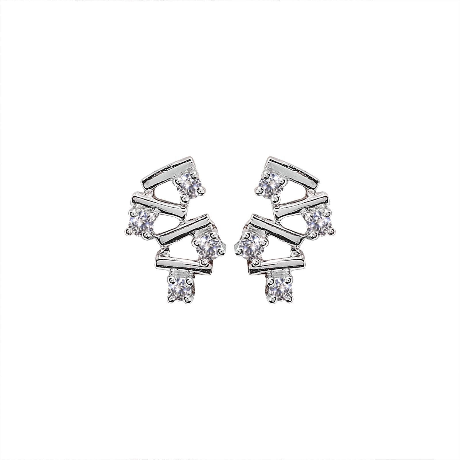 Zigzag style White Gold Earring setting with Eight Diamonds TDW: 0.16ct VSGH 14k