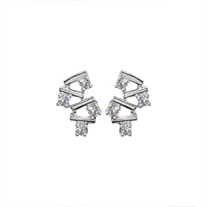 Zigzag style White Gold Earring setting with Eight Diamonds TDW: 0.16ct VSGH 14k