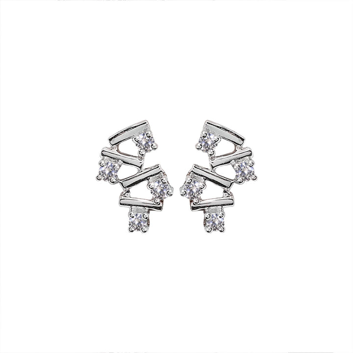 14K White Gold Zigzag style Diamond Earring