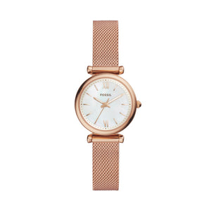 Fossil Carlie Rose Gold-Tone Mother-of-Pearl Mesh Watch 28mm ES4433