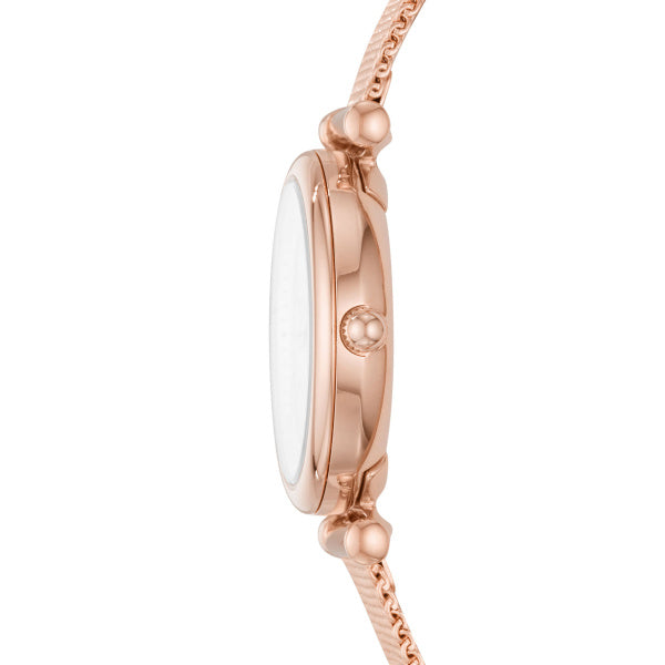 Fossil Carlie Rose Gold-Tone Mother-of-Pearl Mesh Watch 28mm ES4433