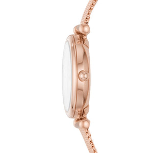 Fossil Carlie Rose Gold-Tone Mother-of-Pearl Mesh Watch 28mm ES4433