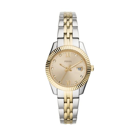 Fossil Scarlette Two-Tone Gold Dial Watch 32mm ES4949