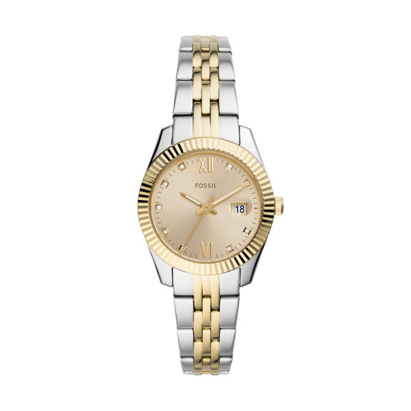 Fossil Scarlette Two-Tone Gold Dial Watch 32mm ES4949