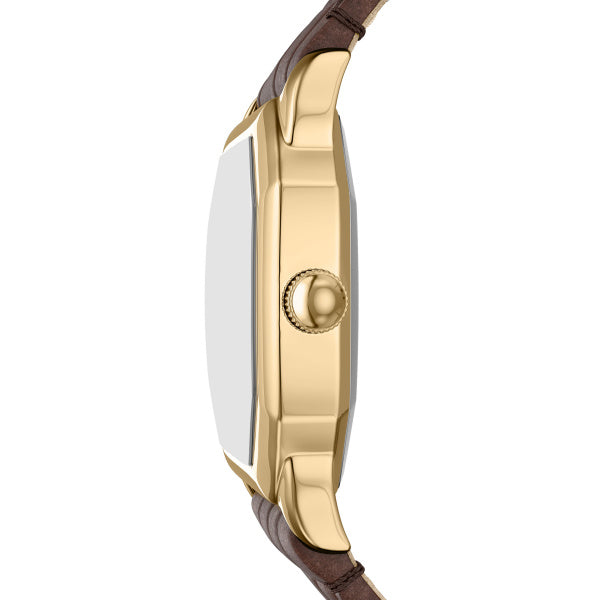 Fossil Harlow Gold-Tone Brown Leather Watch Cream Dial 27mm ES5426 - side profile