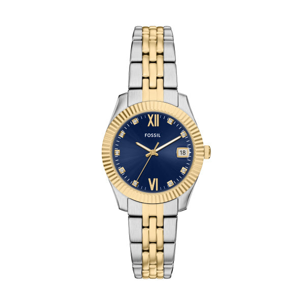 Fossil Scarlette Two-Tone Bracelet Watch Blue Dial 32mm ES5443