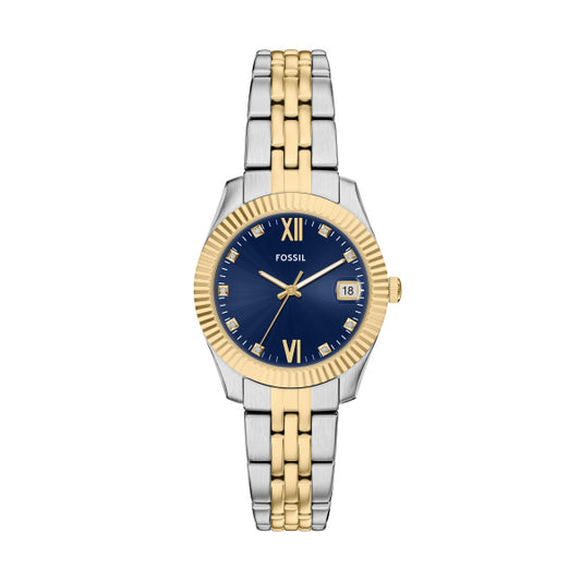 Fossil Scarlette Two-Tone Bracelet Watch Blue Dial 32mm ES5443