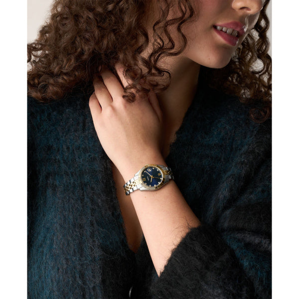 Fossil Scarlette Two-Tone Bracelet Watch Blue Dial 32mm ES5443