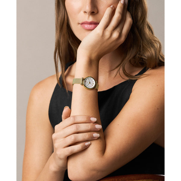 Fossil Carlie Gold-Tone Mother-of-Pearl Watch 28mm ES5462