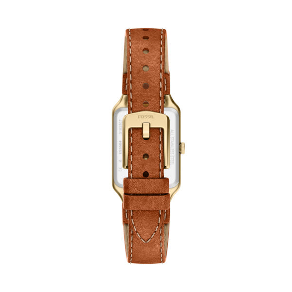 Fossil Raquel Gold-Tone Cream Dial Brown Leather Watch 23mm ES5504