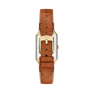 Fossil Raquel Gold-Tone Cream Dial Brown Leather Watch 23mm ES5504