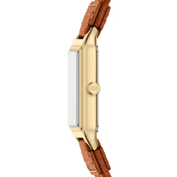 Fossil Raquel Gold-Tone Cream Dial Brown Leather Watch 23mm ES5504