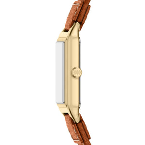 Fossil Raquel Gold-Tone Cream Dial Brown Leather Watch 23mm ES5504